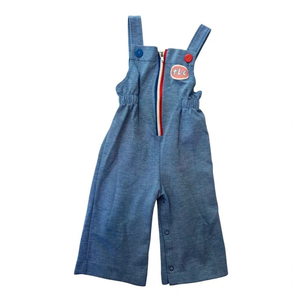 Vintage 70s Carters Blue Train Inspired Jumper Overalls 24 Months